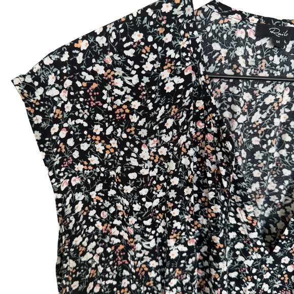 Rails Ashlyn Smocked Waist Ditsy Floral Midi Dress M Ivy Black/White Floral NEW - Picture 10 of 11